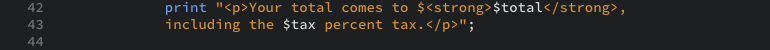 The PHP code that prints the tax rate as displayed in the editor view.