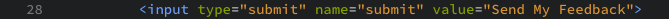 The submit button of the feedback form as displayed in the editor view.