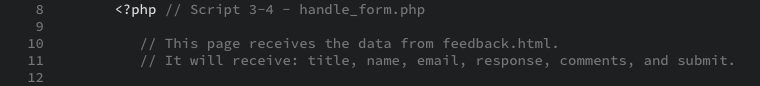 The comments in PHP as displayed in the editor view.