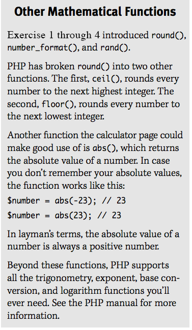 The all other mathematical functions used in PHP.
