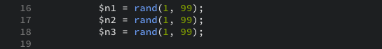 The numbers to be randomly generated by calling the rand() function as displayed in the editor view.