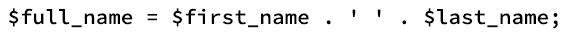 The PHP code that is recommended for concatenation in PHP.