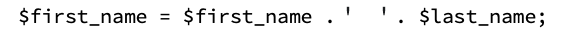 The PHP code that is recommended for concatenation in PHP.