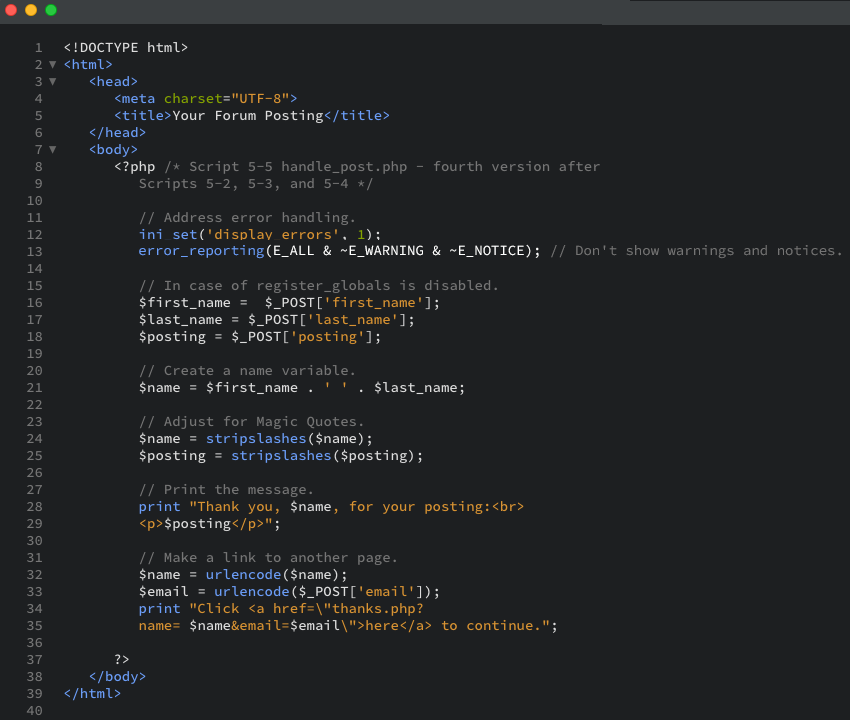 The PHP code script that encodes two variables before adding them to a link as displayed in the editor view.