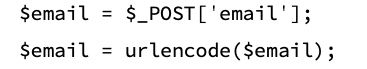 The PHP code that encodes the email in a different way.