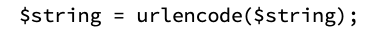 The PHP snippets that encode a string that can be passed as a part of URL.