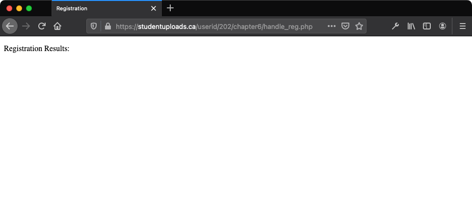 The empty result page as displayed in the browser view.