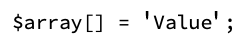 The PHP code snippet that creates the $array variable if it does not yet exist.