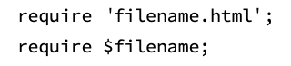 The PHP code snippets with and without parentheses.