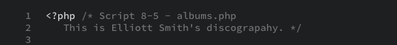 The PHP opening tag as displayed in the editor view.