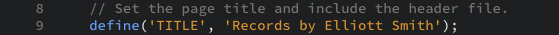 The PHP code that defines a constant as displayed in the editor view.