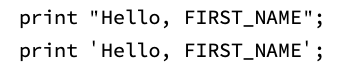 The PHP code that contains constants in quotations.