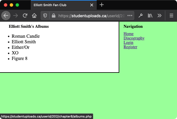 The result that shows Albums as displayed in the browser view.