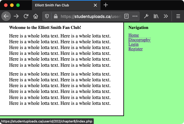 The result after running the PHP code as displayed in the browser view.