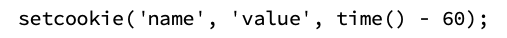 The setcookie() function that deletes the username cookie using the expiration date.