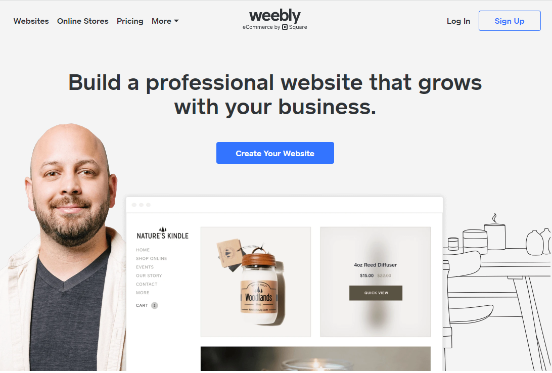 Weebly website interface.