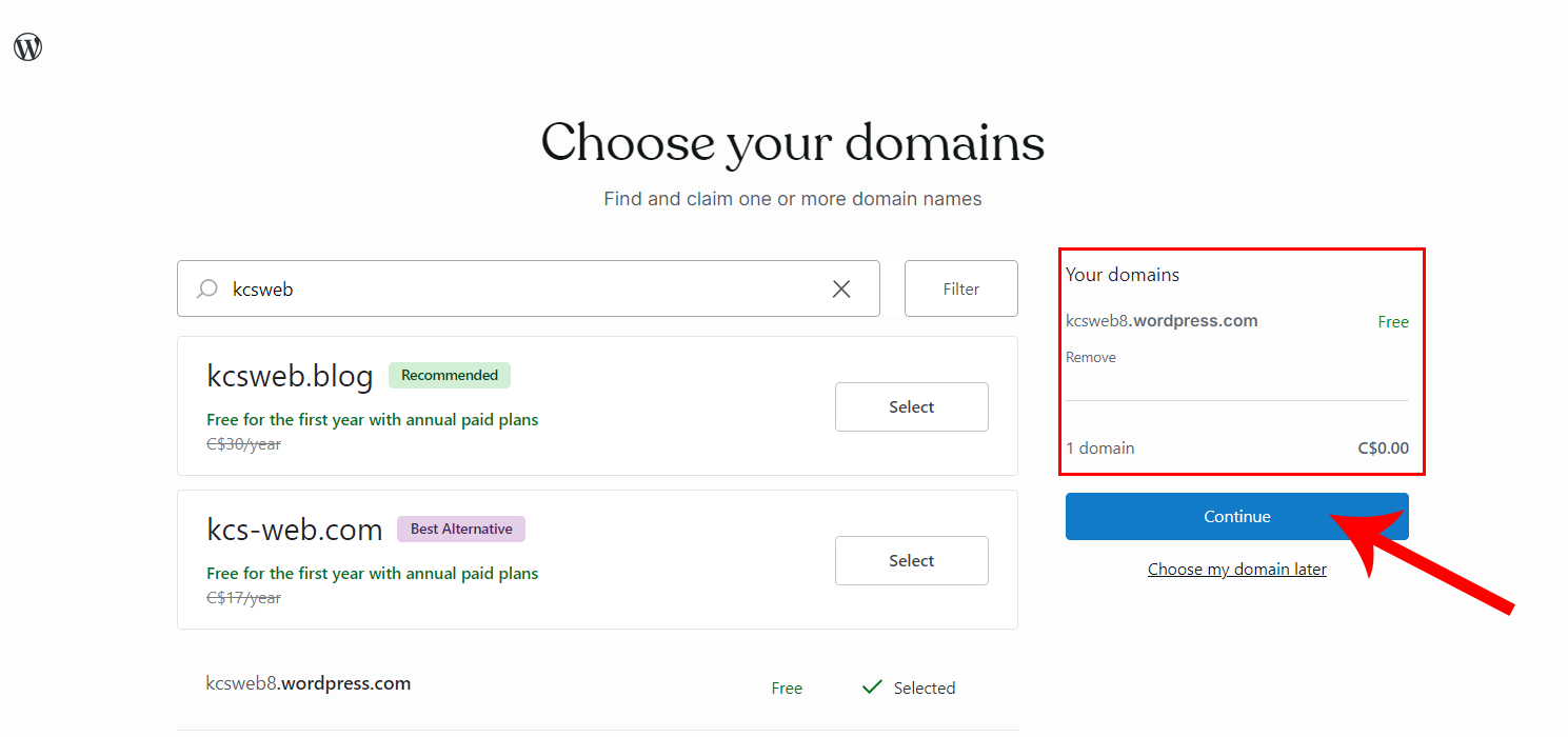 WordPress hosted account free account confirmed.