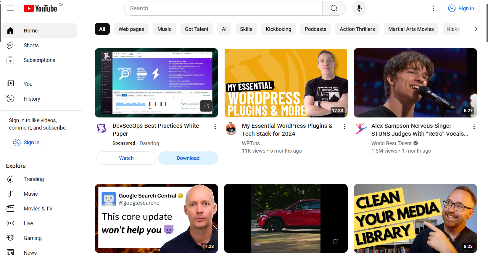Blogger website interface.